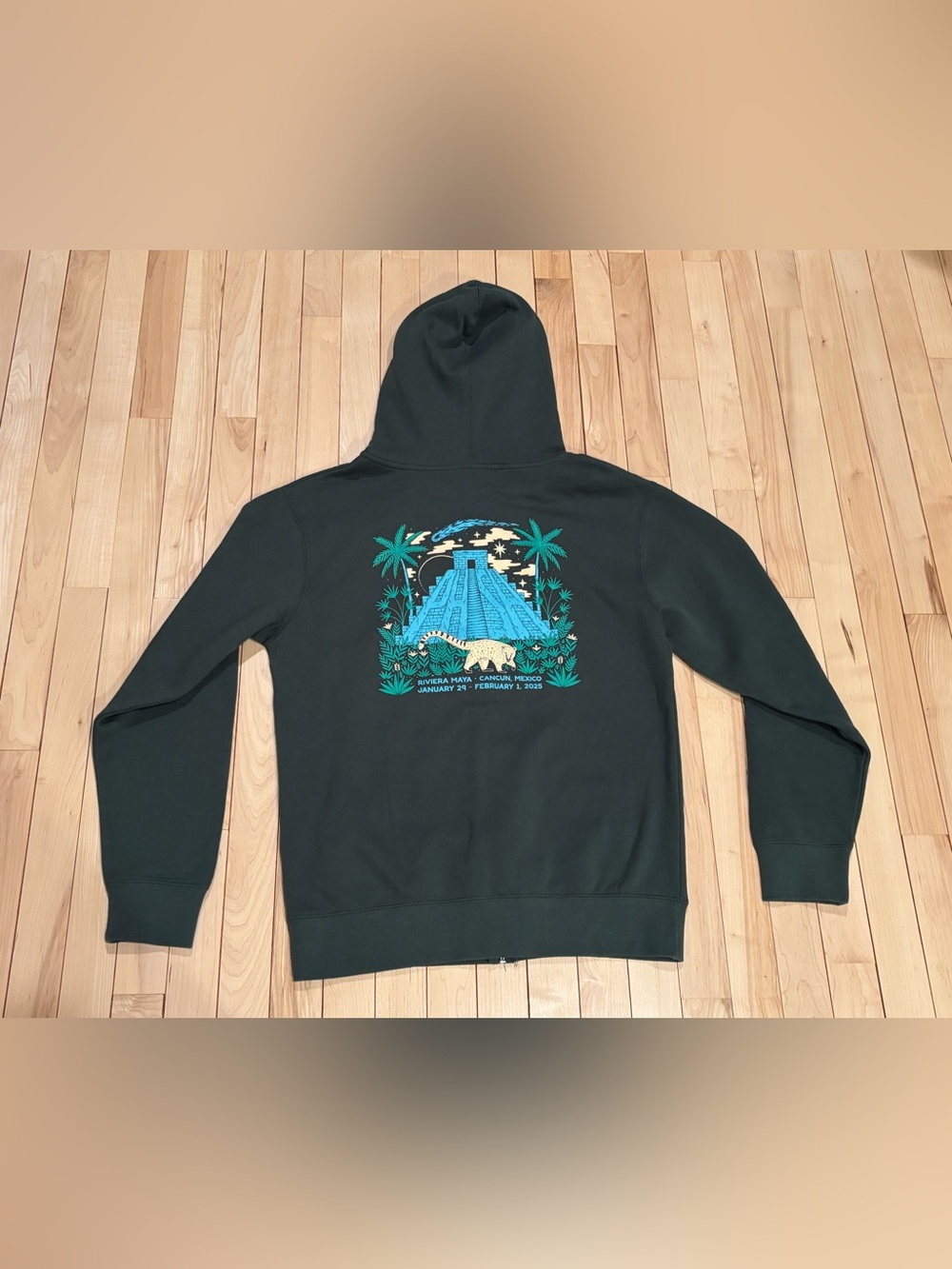 Phish Mexico Riviera Maya 2025 Coati Asteroid Discovery Zip Hoodie Green Small